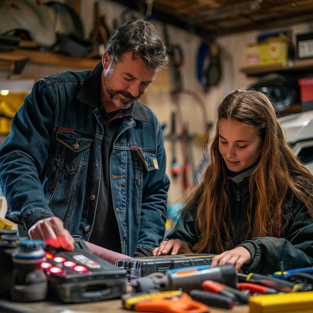 Apprentice carpenter learning workshop skills