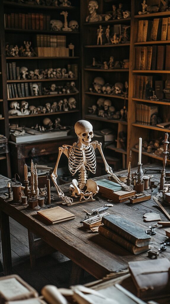 Vintage carpentry books workshop bench
