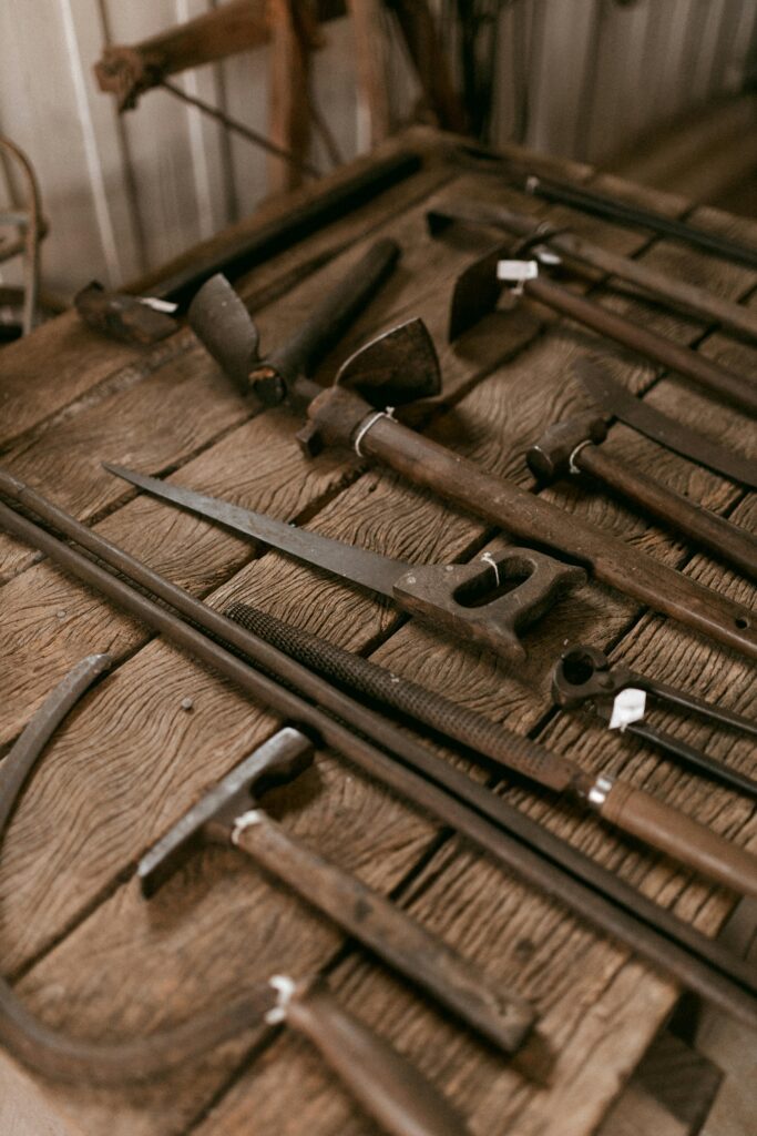 vintage carpenter hand tools workbench